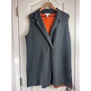 Belford Women's Reversible Double-Face Vest Gray Orange Pima Cotton Size L